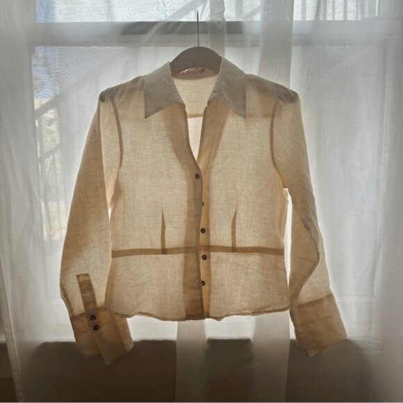 VINTAGE 90’s ANNE KLEIN timeless classic linen button down - Picture 1 of 5